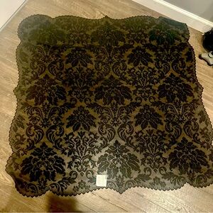 Heritage Lace Damask Black 42x42 Lace Table Topper Gothic